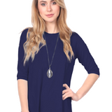 Modest Handkerchief Tunic Top - 3/4 Sleeve Comfort Flow Design