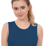 Cropped Layering Tank with Full Shoulder Coverage and Jewel Neckline