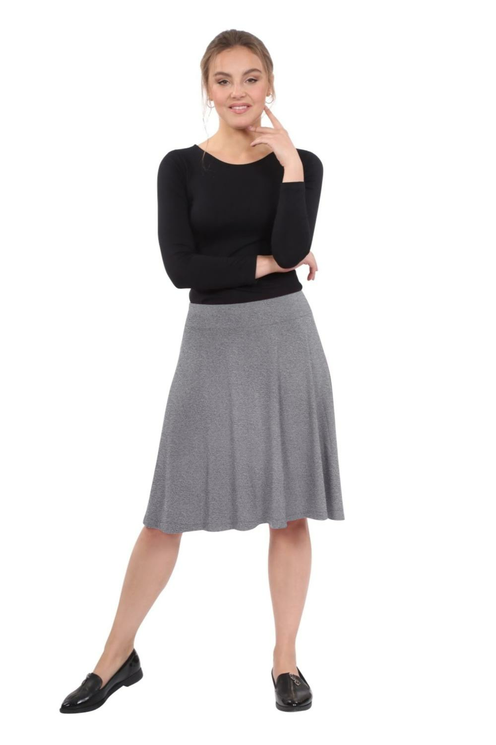 Knee Length Skater Skirt with Full A-line Cut for Women