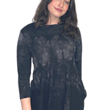 3/4 Sleeve Modest Tunic Top - Crew Neck, Hip Length, Flared Fit