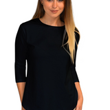 Modest Cotton Tunic with Three-Quarter Sleeves and Extended Back Coverage