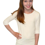 Girls' Basic Modest Crew Neck Shell Top - 3/4 Sleeve Layering Kids(Ages 5-12)