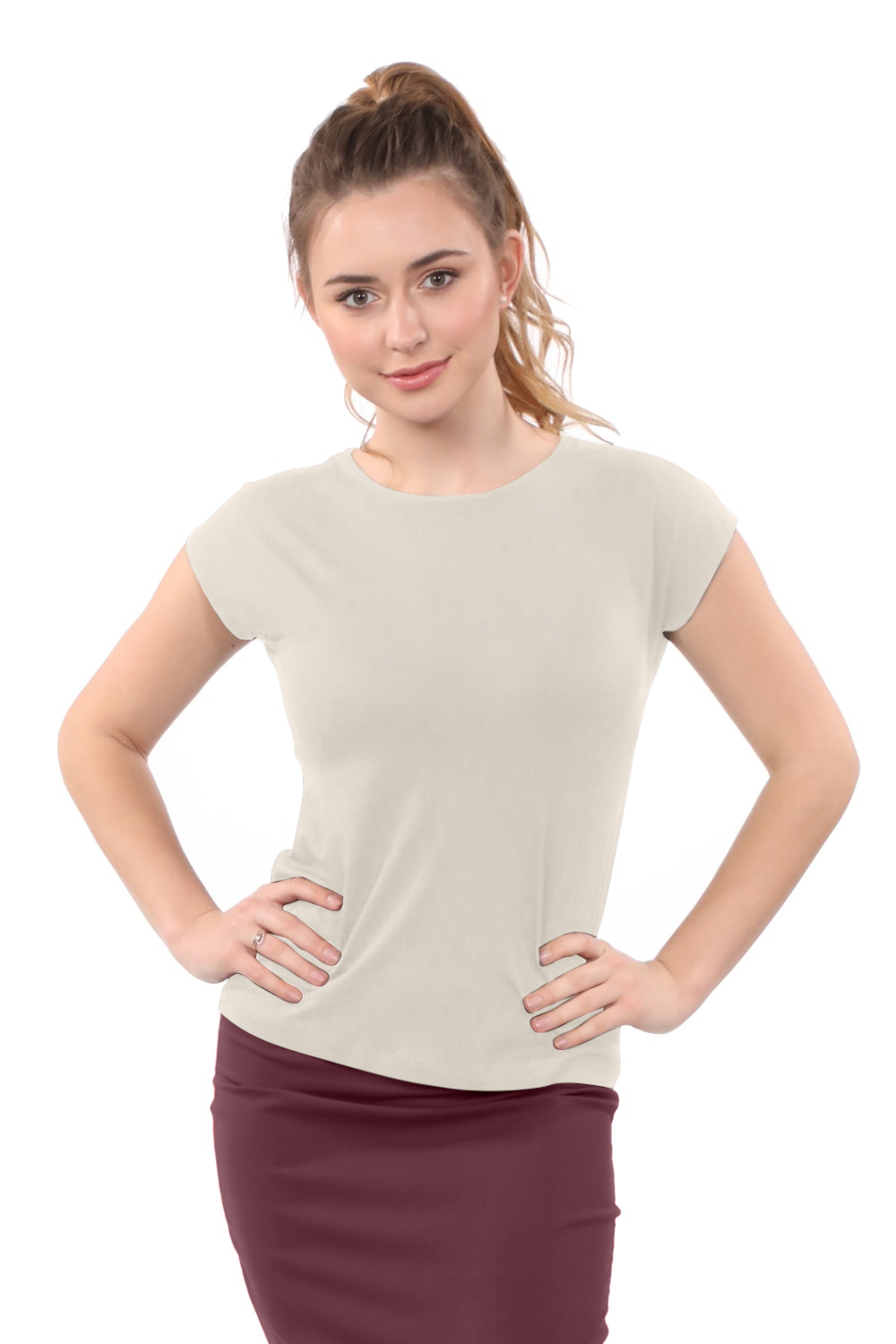 Cap Sleeve Layering Top with Modest Crew Neck - Comfort Basics