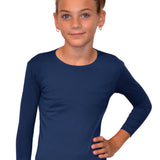 Girls' High-Neck Modest 3/4 Sleeve Swim Shirt with UV50 Protection