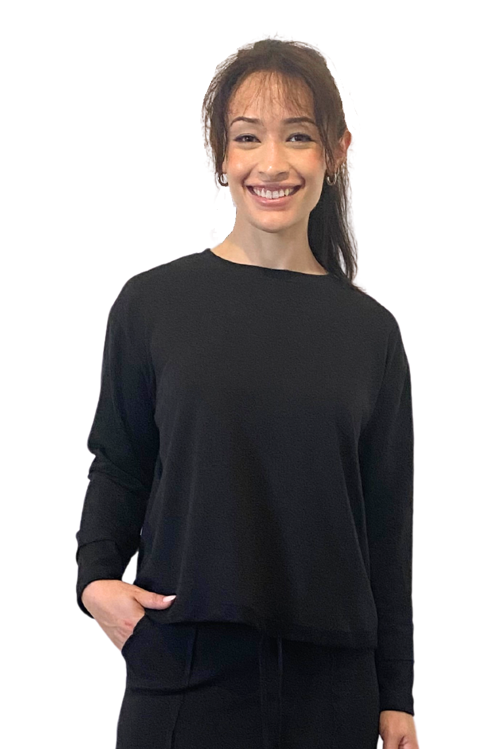 Classic French Terry Sweatshirt - Modest Crew Neck Long Sleeve