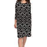 Relaxed Fit Modest 3/4 Sleeve Knee-Length Dress with Pockets