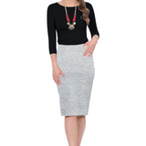 Modest Knee-Length Tapered Stretch Cotton Spandex Pencil Skirt