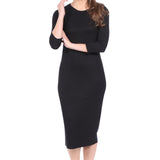 Modest Layering Dress with 3/4 Sleeves and No Slits