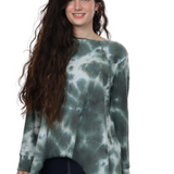 Long Sleeve Relaxed Fit Waffle Tunic - Tie-Dye High-Low Hem Plus