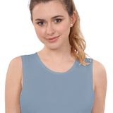 Cropped Layering Tank with Full Shoulder Coverage and Jewel Neckline