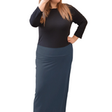 Classic Fitted  Maxi Pencil Skirt - Cotton Blend with Stretch Comfort and No Slits