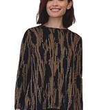 Long Sleeve Women's Jersey Printed Tunic Top with Handkerchief Hem