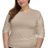 Essential 3/4 Sleeve Modest Crew Neckline Shell - Versatile Layering Undershirt Top