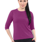 High-Neck Modest 3/4 Sleeve Swim Shirt with UV50 Protection