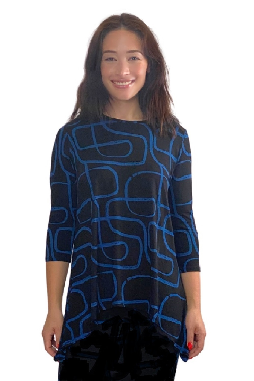 Modest Handkerchief Tunic Top - 3/4 Sleeve Comfort Flow Design