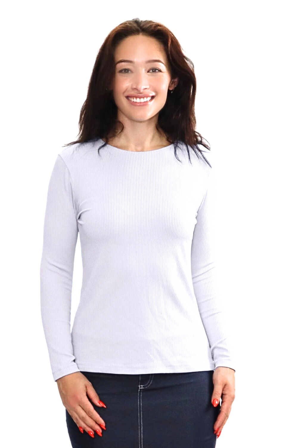 Long Sleeve Nylon Rib Fitted Top