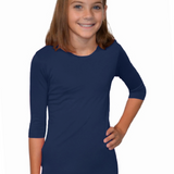 Girls' Basic Modest Crew Neck Shell Top - 3/4 Sleeve Layering Kids(Ages 5-12)