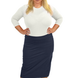 Mid-Calf Pencil Skirt Cotton Spandex Plus Size