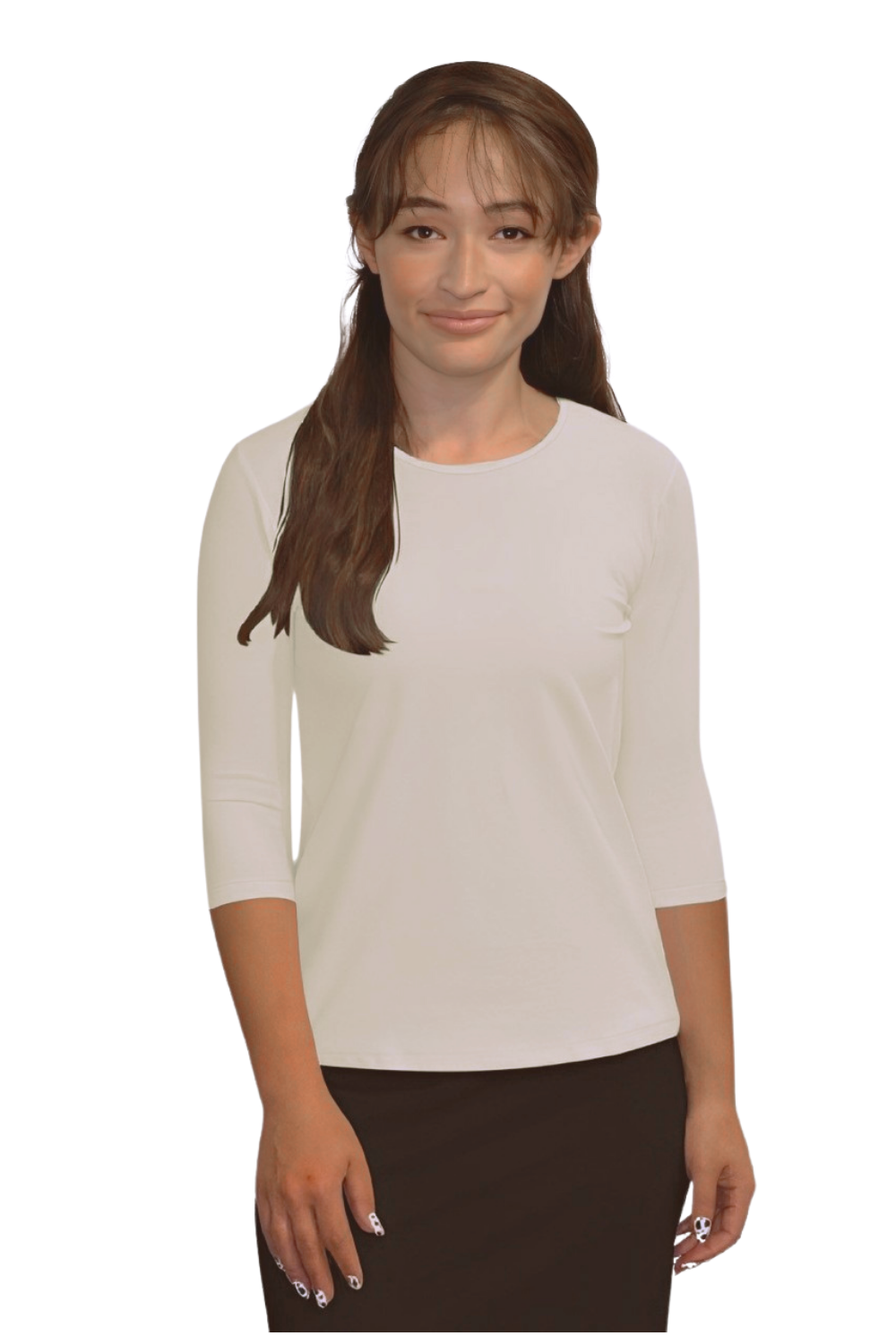 Essential 3/4 Sleeve Modest Crew Neckline Shell - Versatile Layering Undershirt Top