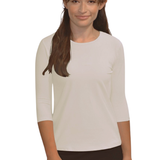 Essential 3/4 Sleeve Modest Crew Neckline Shell - Versatile Layering Undershirt Top