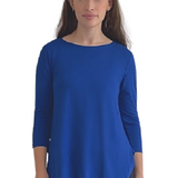 3/4 Sleeve Modest Tunic Top - Crew Neck, Hip Length, Flared Fit