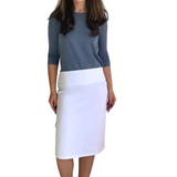 White Nurse Straight Skirt for Women in Cotton Spandex