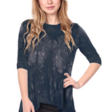 Modest Handkerchief Tunic Top - 3/4 Sleeve Comfort Flow Design