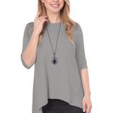 Modest Handkerchief Tunic Top - 3/4 Sleeve Comfort Flow Design