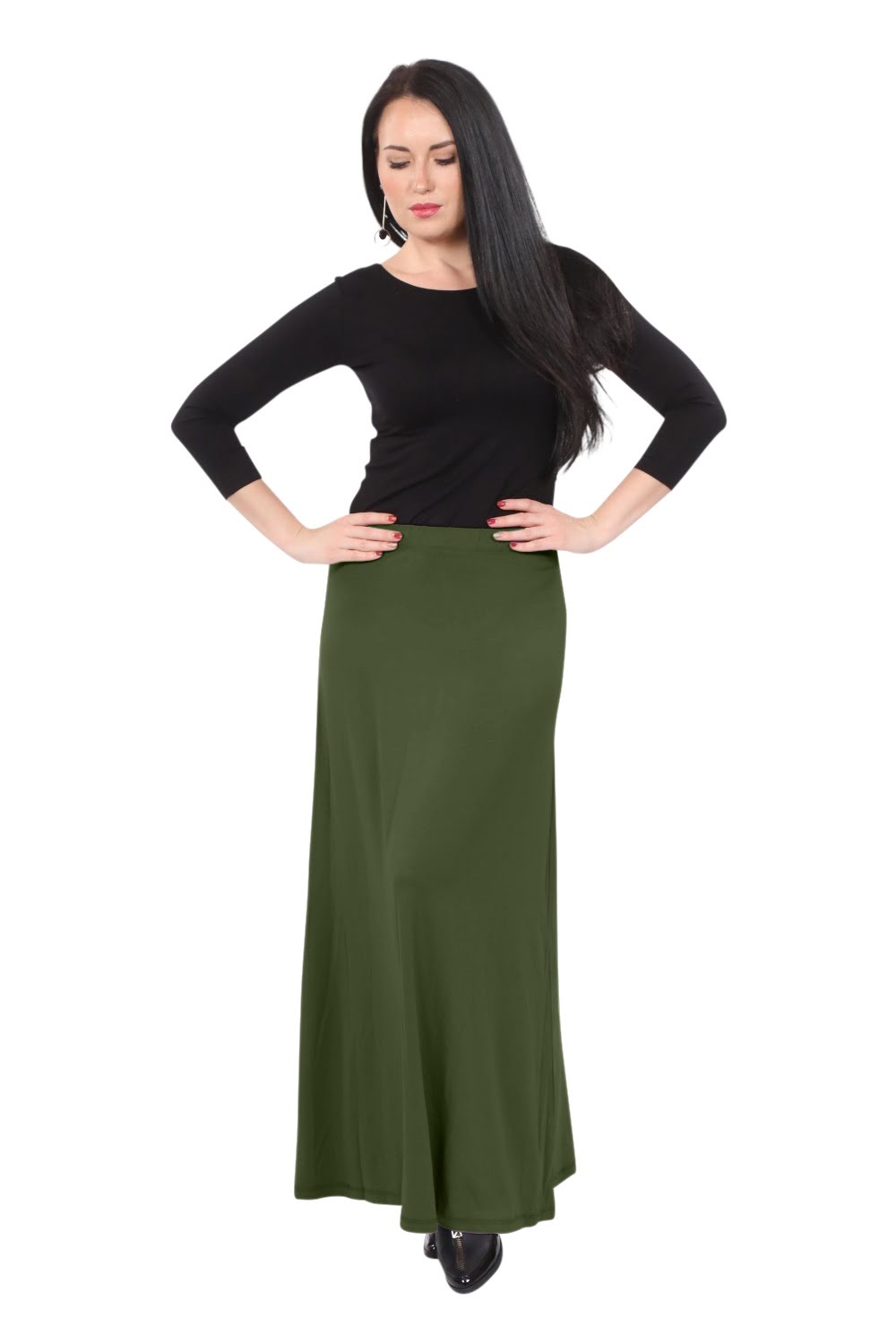 Flowing A-Line Maxi Skirt - Stretch Comfort Waistband