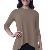 Ribbed Tunic with Handkerchief Hem 3/4 Sleeve