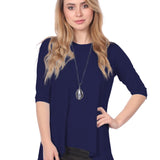 Modest Handkerchief Tunic Top - 3/4 Sleeve Comfort Flow Design