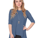 Modest Handkerchief Tunic Top - 3/4 Sleeve Comfort Flow Design