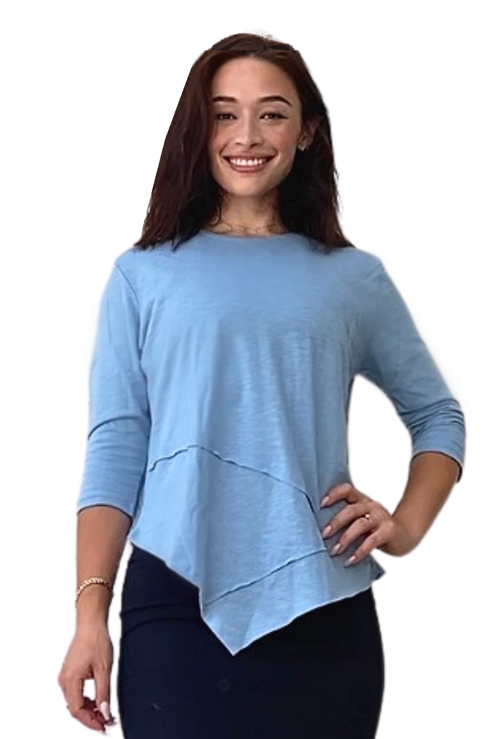 Modest Asymmetrical Ribbed Tunic - High Neckline Fashion Top