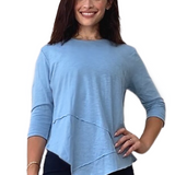 Modest Asymmetrical Ribbed Tunic - High Neckline Fashion Top