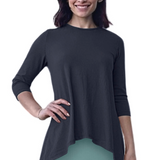 Ribbed Tunic with Handkerchief Hem 3/4 Sleeve