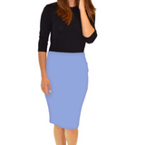 Stretch Knee Length Pencil Skirt for Women in Cotton Spandex