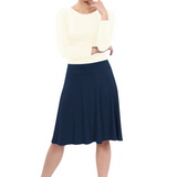 Knee Length Skater Skirt with Full A-line Cut for Women