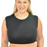 Plus Size Crop Top Tank Top with Full Shoulder Coverage and Jewel Neckline