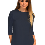 Modest Cotton Tunic with Three-Quarter Sleeves and Extended Back Coverage