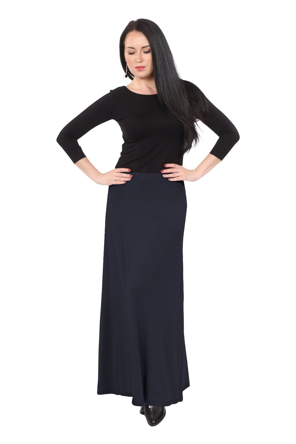 Flowing A-Line Maxi Skirt - Stretch Comfort Waistband