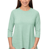 Women's 3/4 Sleeve Wide-Ribbed Handkerchief Tunic