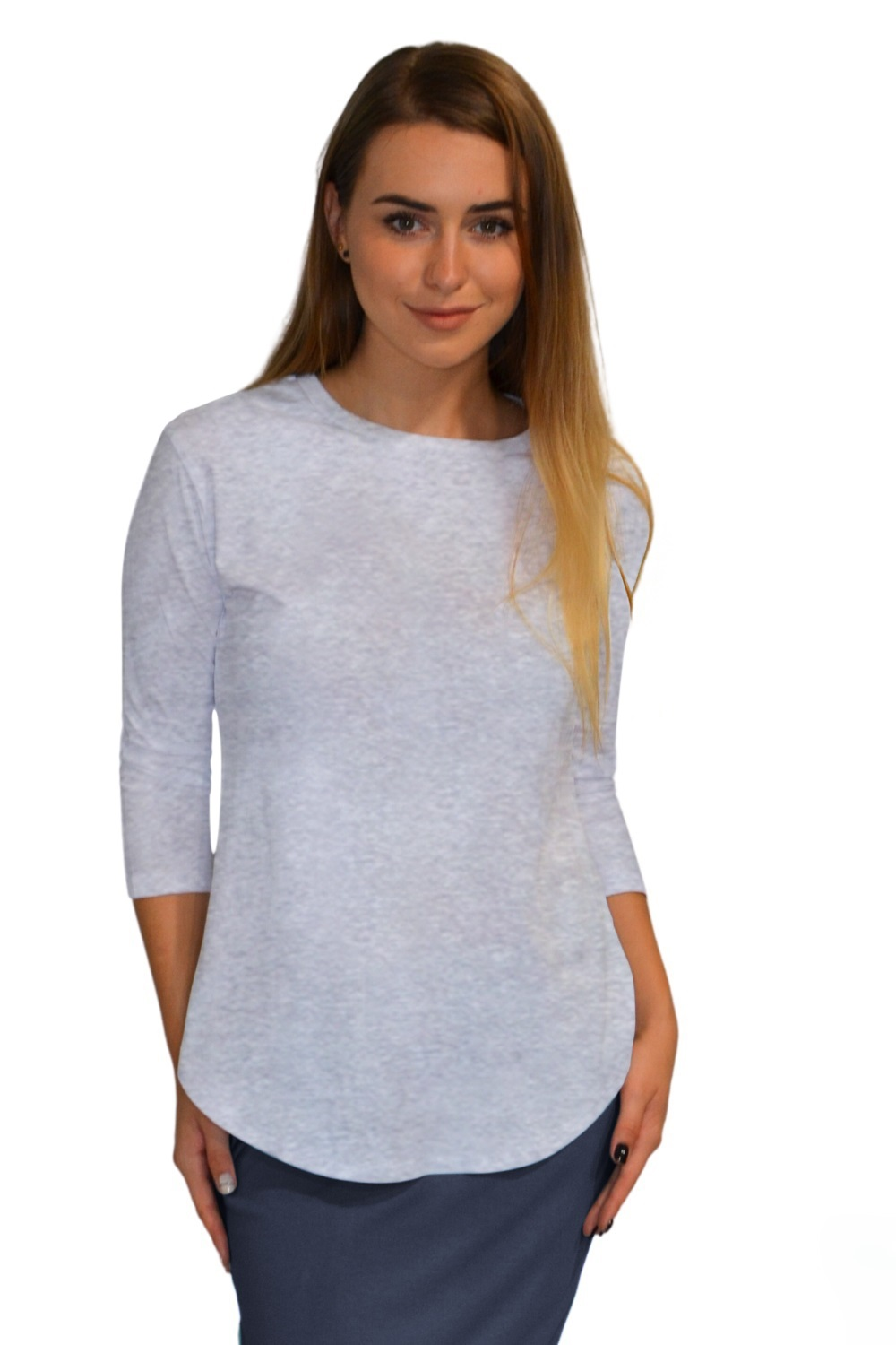 Modest Cotton Tunic with Three-Quarter Sleeves and Extended Back Coverage