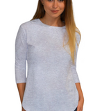 Modest Cotton Tunic with Three-Quarter Sleeves and Extended Back Coverage