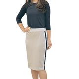 Straight Knee Length Skirt with Side Stripe for Women