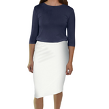 Tapered Fitted to the Knee Pencil Skirt with Spandex