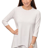 Women's 3/4 Sleeve Wide-Ribbed Handkerchief Tunic