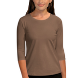 Essential 3/4 Sleeve Modest Crew Neckline Shell - Versatile Layering Undershirt Top