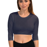Crop Top 3/4 Sleeve with Jewel Neckline