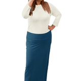 Plus Size Women's Stretch Maxi Pencil Skirt - Cotton Blend and No Slits