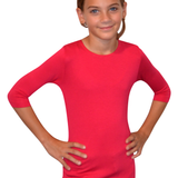 Girls' Basic Modest Crew Neck Shell Top - 3/4 Sleeve Layering Kids(Ages 5-12)